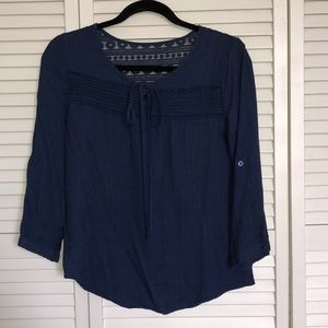 Navy Blue Long Sleeve Blouse